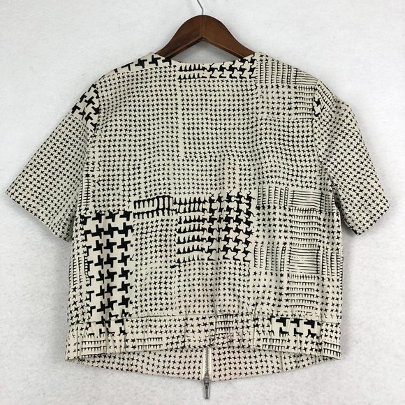 CAbi Women's Size Small #931 Coupe Black White Print Short Sleeve Bomber Jacket - Picture 12 of 12